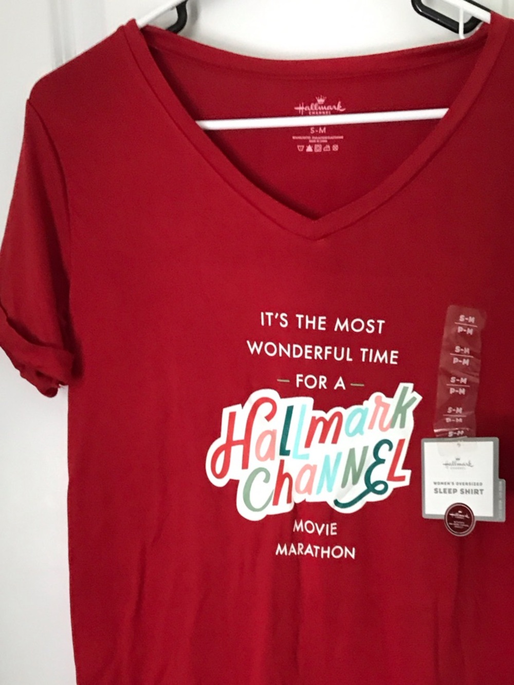 Hallmark Red and Teal Holiday Movie Marathon Sleep Shirt